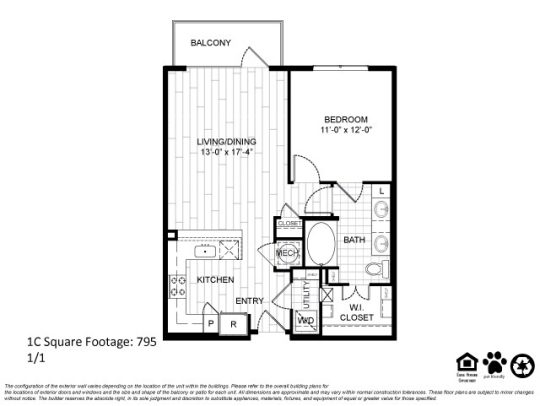 Teak at the Branch Floor Plan 1 Bedroom 1 Bath 1 Bed 1 Bath 735 sqft