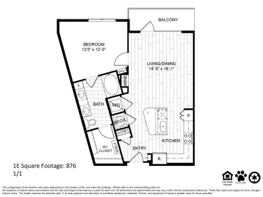 Teak at the Branch Floor Plan 1 Bedroom 1 Bath 1 Bed 1 Bath 804 sqft