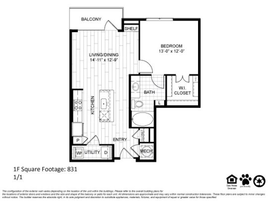 Teak at the Branch Floor Plan 1 Bedroom 1 Bath 1 Bed 1 Bath 773 sqft