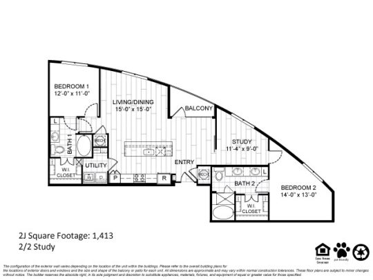 Teak at the Branch Floor Plan 2 Bedroom 2 Bath 2 Bed 2 Bath 1349 sqft