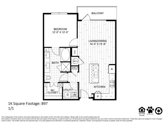 Teak at the Branch Floor Plan 1 Bedroom 1 Bath 1 Bed 1 Bath 825 sqft