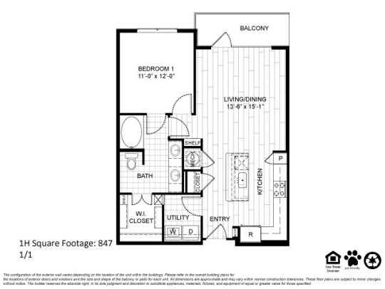 Teak at the Branch Floor Plan 1 Bedroom 1 Bath 1 Bed 1 Bath 778 sqft